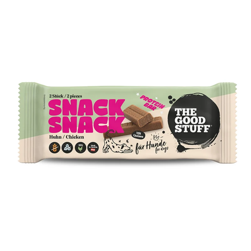 The Goodstuff SNACKSNACK Proteinriegel Huhn – Getreidefreier Hundesnack mit 90% Hühnerfleisch & Quinoa, leicht portionierbar