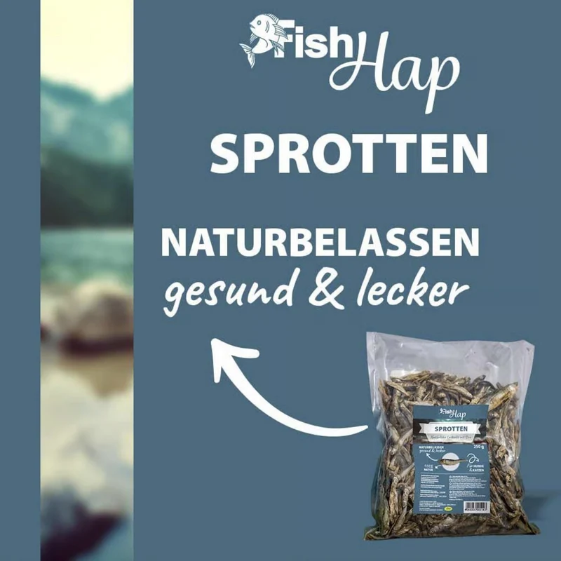 cdVet Fit-Hap FishHap Sprotten – Naturbelassener Kauspaß für Hunde & Katzen, 100% Fisch ohne Zusätze