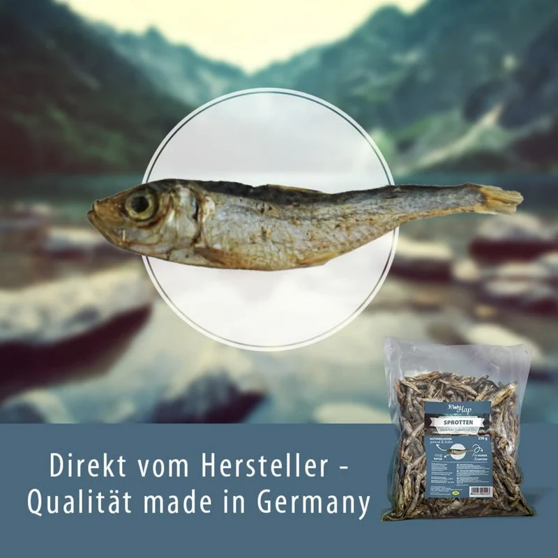 cdVet Fit-Hap FishHap Sprotten – Naturbelassener Kauspaß für Hunde & Katzen, 100% Fisch ohne Zusätze