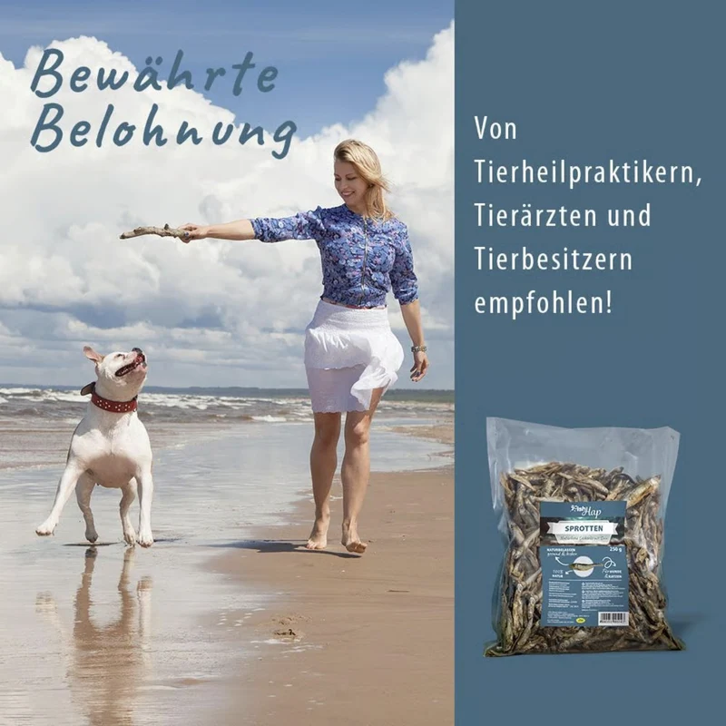 cdVet Fit-Hap FishHap Sprotten – Naturbelassener Kauspaß für Hunde & Katzen, 100% Fisch ohne Zusätze