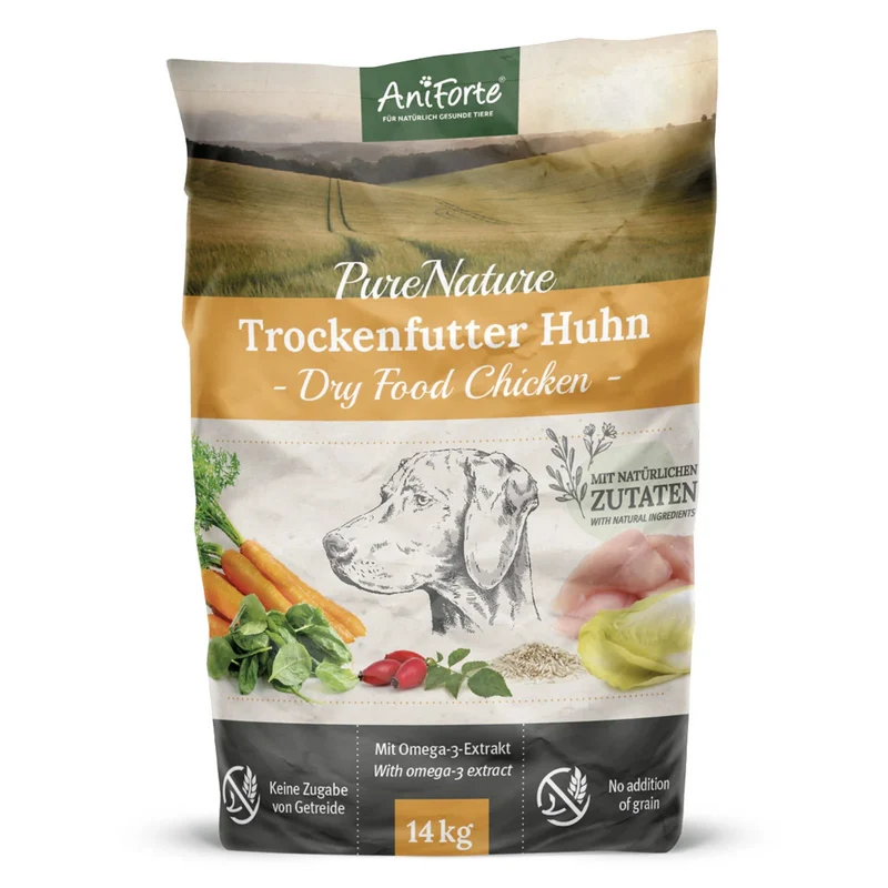 AniForte Pure Nature Premium-Trockenfutter mit Huhn – glutenfrei, leicht verdaulich & natürlich für ausgewachsene & ältere Hunde