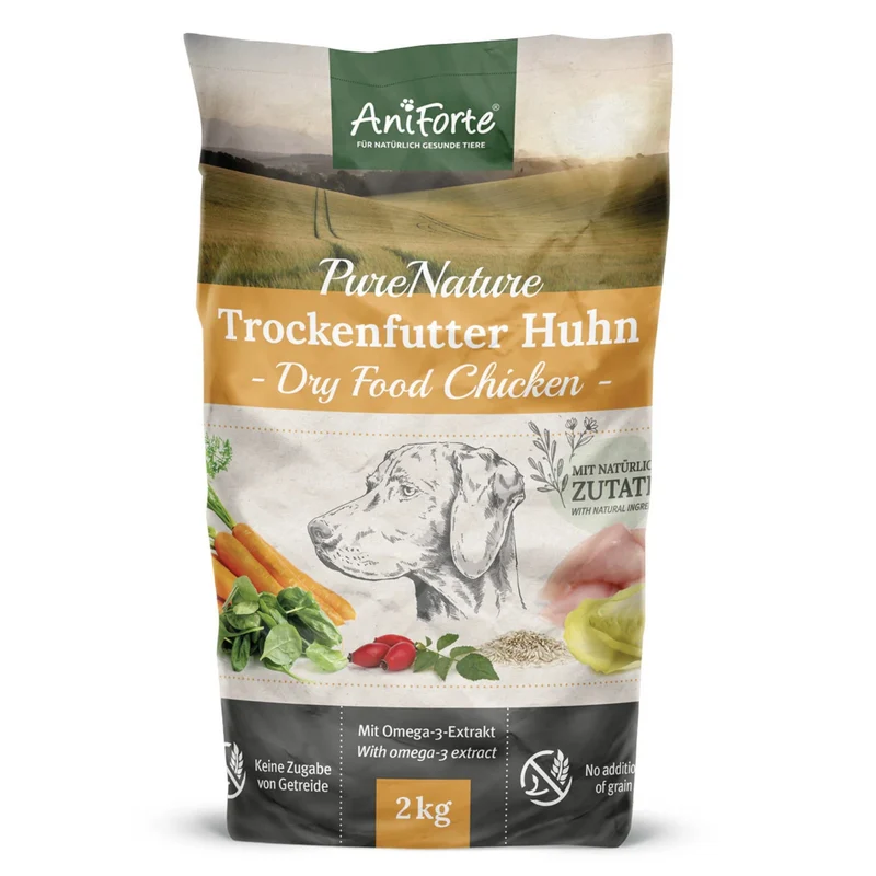 AniForte Pure Nature Premium-Trockenfutter mit Huhn – glutenfrei, leicht verdaulich & natürlich für ausgewachsene & ältere Hunde