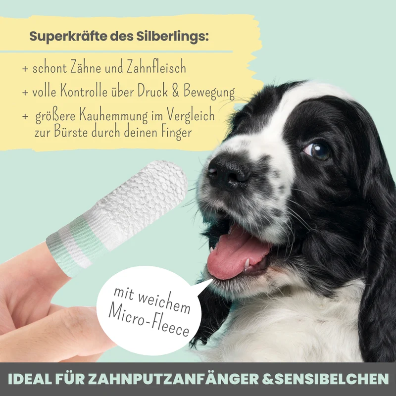 Silberling: Antibakterieller Zahnpflege-Fingerling für Hunde mit Silberionen