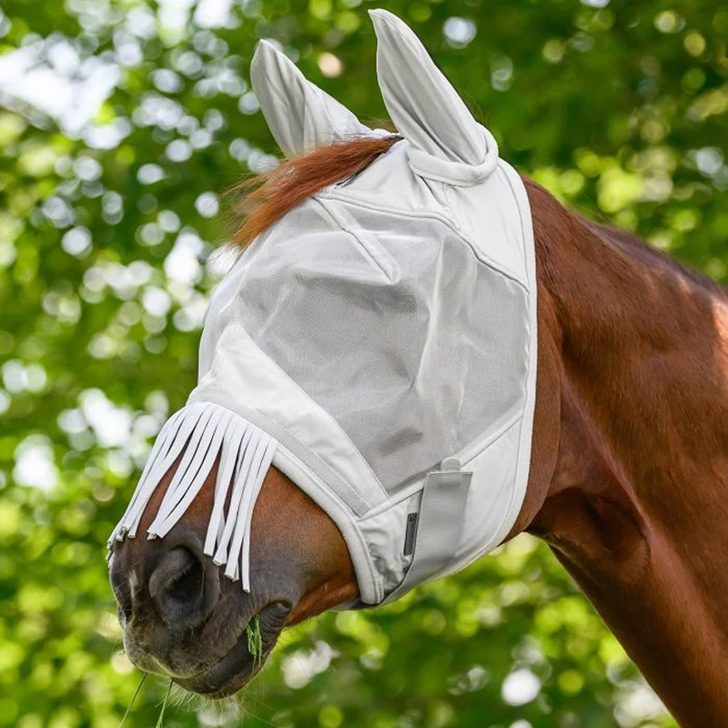 Maschera antimosche PREMIUM con protezione per le orecchie e frangia