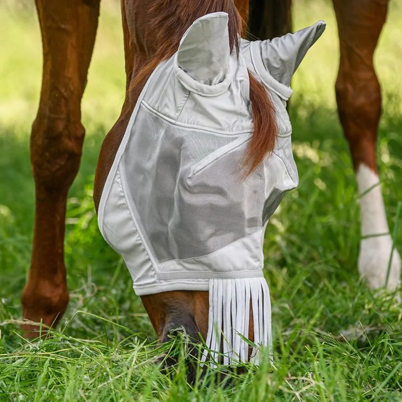 Maschera antimosche PREMIUM con protezione per le orecchie e frangia