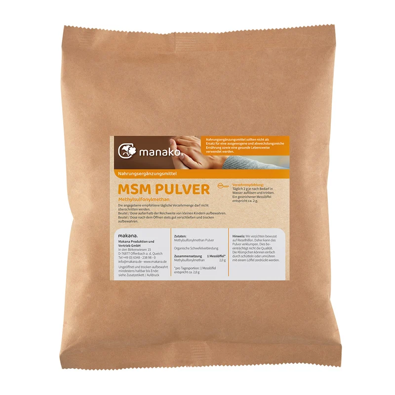 manako MSM - Methylsulfonylmethan - kristallines Pulver, 99,9% rein, 1 kg Beutel