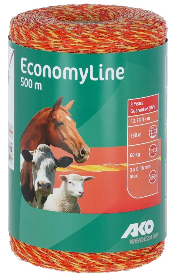 Weidezaunlitze Economy Line 500m gelb-orange