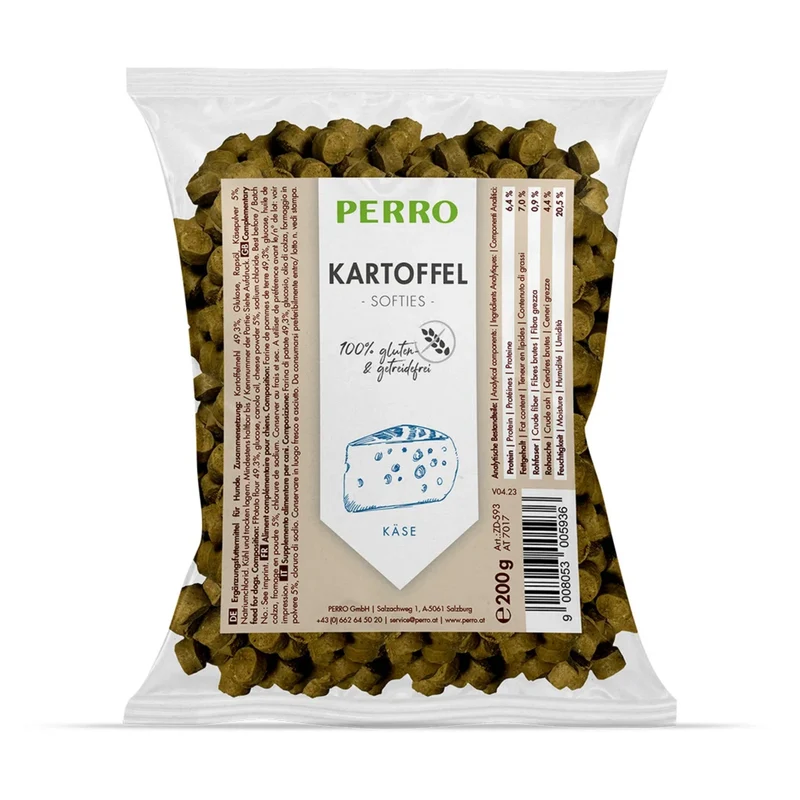 Perro Kartoffel Softies Käse – Weiche Trainingsleckerlis für Hunde jeden Alters, Glutenfrei & Getreidefrei, Ideal für Sensible Hunde