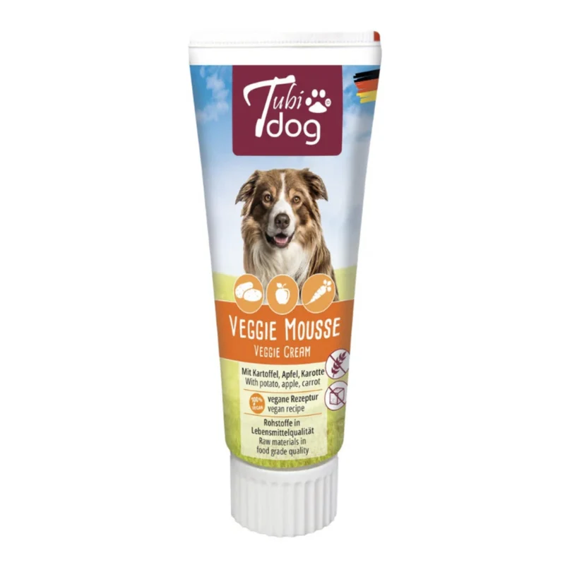 TubiDog Veggie Mousse – Vegetarisches Hunde-Topping aus der Tube für Training, Medikamentengabe & Belohnung