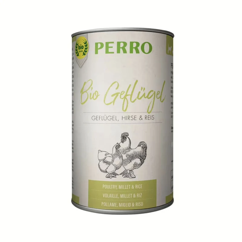 Perro Bio Geflügel mit Hirse & Reis – Glutenfreies Hunde Nassfutter für sensible Verdauung