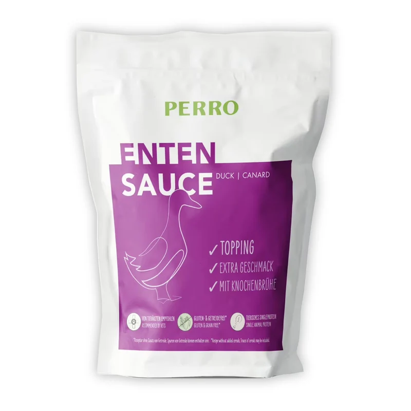 Perro Enten Sauce Topping – Hypoallergene Knochenbrühe für mehr Flüssigkeit & Geschmack im Napf