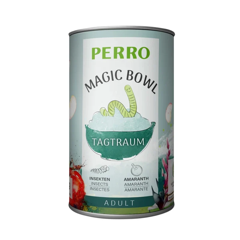 Perro Magic Bowl Tagtraum – Getreidefrei, sanft verdaulich & reich an natürlichen Nährstoffen | Insekten, Amaranth & Apfel | Nassfutter für erwachsene Hunde