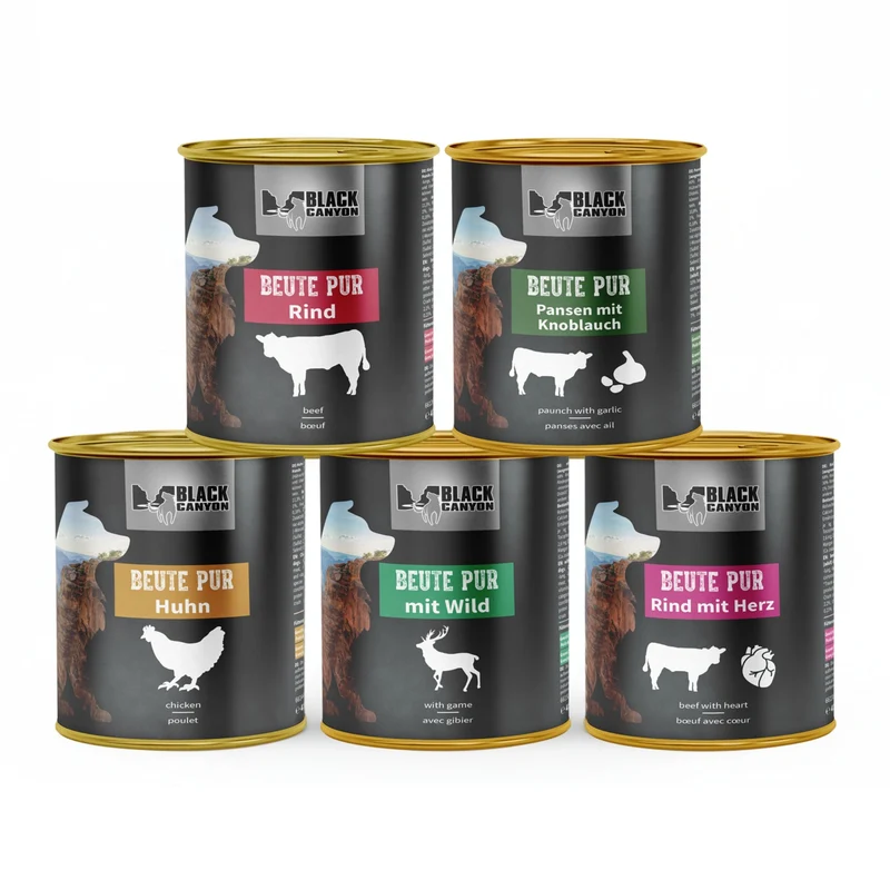 Black Canyon Beute Pur Nassfutter Bundle – Getreidefreies Premium-Hundefutter mit hohem Fleischanteil für natürliche Ernährung
