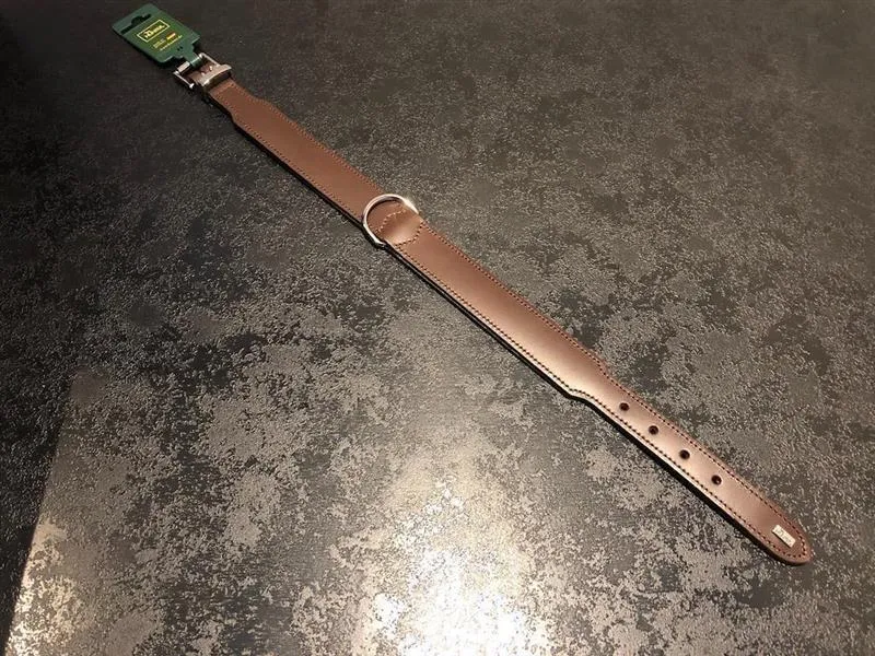 Hunter Halsband Leder braun 3,5 cm