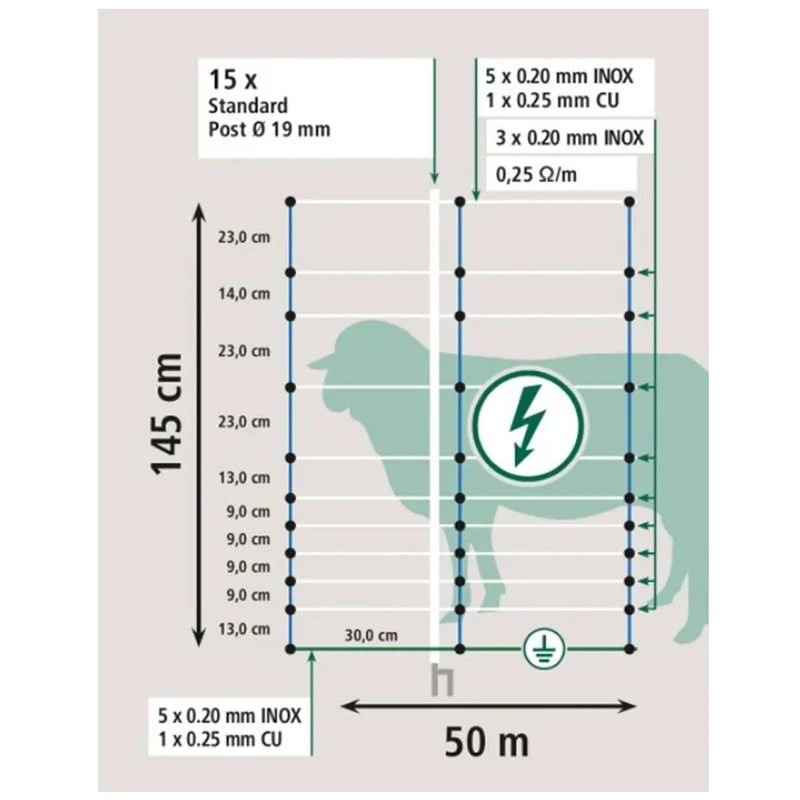 AKO TitanNet 145 – 50m, blu/bianco, doppia punta
