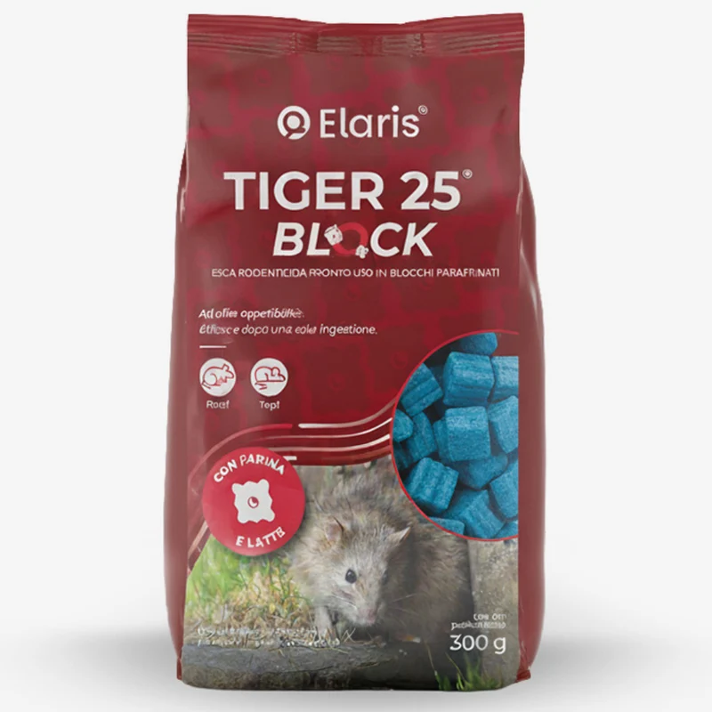 Tiger 25 Block - Esca Rodenticida in Blocchi Paraffinati