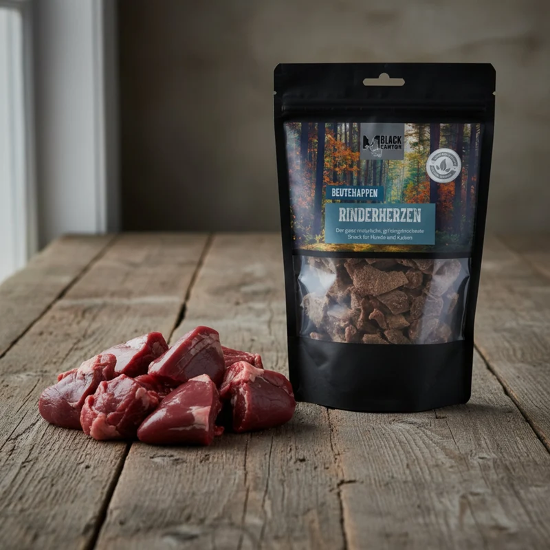 Black Canyon Rinderherzen – Luftgetrocknete Premium-Belohnung für Hunde & Katzen | Trainingssnack | Getreidefrei & Proteinreich