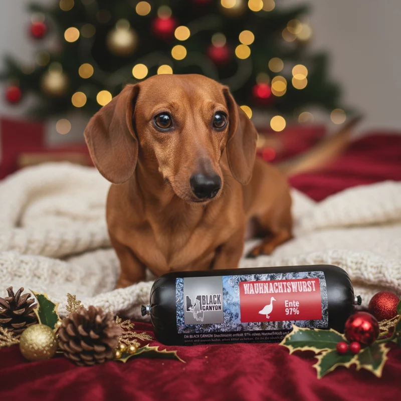 Black Canyon Wauhnachtswurst mit Ente – Premium Weihnachtssnack für Hunde & Katzen | Natürliche Festtagsbelohnung