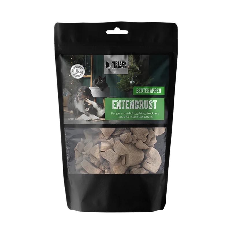Black Canyon Beutehappen Xmas Edition Entenbrust – Gefriergetrocknet, 100% Natürlich, Proteinreich für Hunde & Katzen