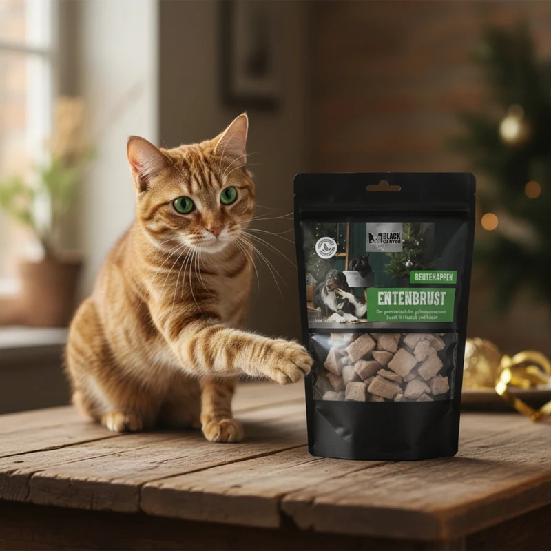 Black Canyon Beutehappen Xmas Edition Entenbrust – Gefriergetrocknet, 100% Natürlich, Proteinreich für Hunde & Katzen