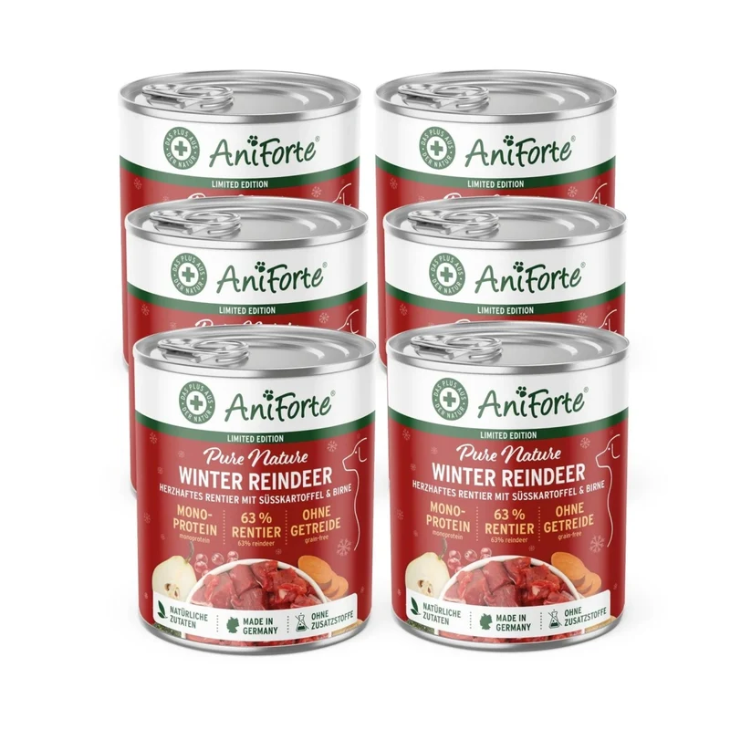 AniForte Pure Nature Winter Reindeer – Premium Hundenassfutter mit Rentier, Kürbis & Preiselbeeren für starke Abwehrkräfte