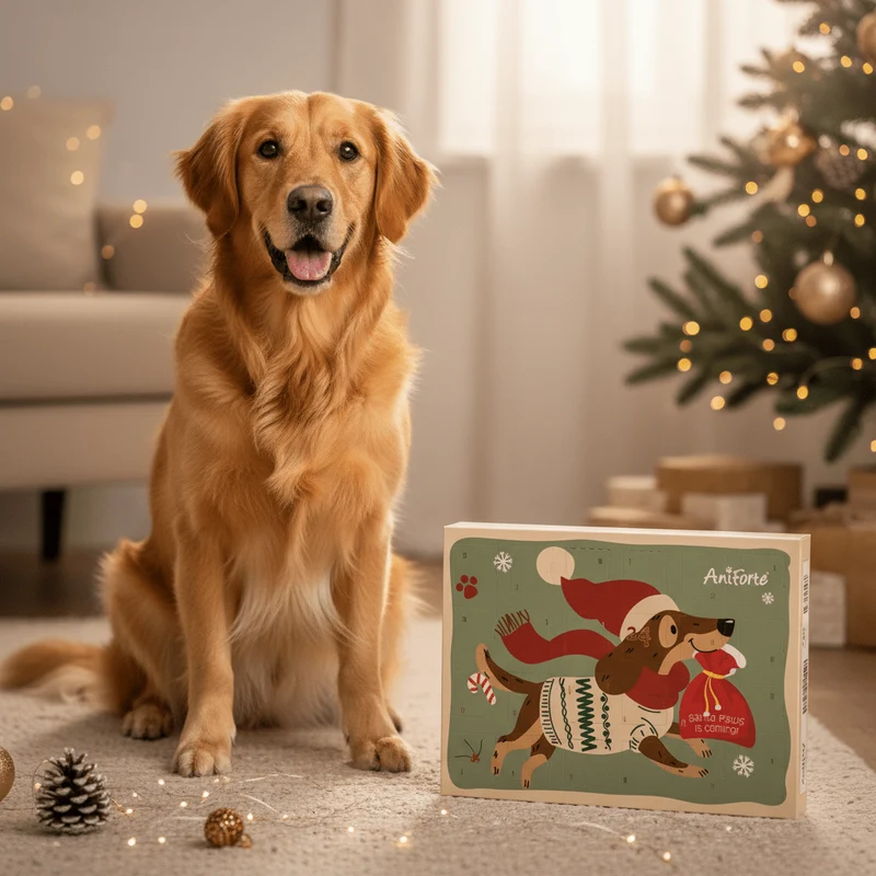 AniForte Hunde Adventskalender 2025 - 24 Premium Leckerlis Getreidefrei & Luftgetrocknet für Natürlichen Genuss