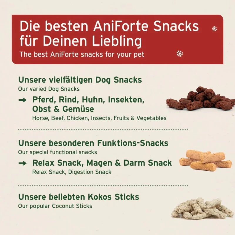 AniForte Hunde Adventskalender 2025 - 24 Premium Leckerlis Getreidefrei & Luftgetrocknet für Natürlichen Genuss