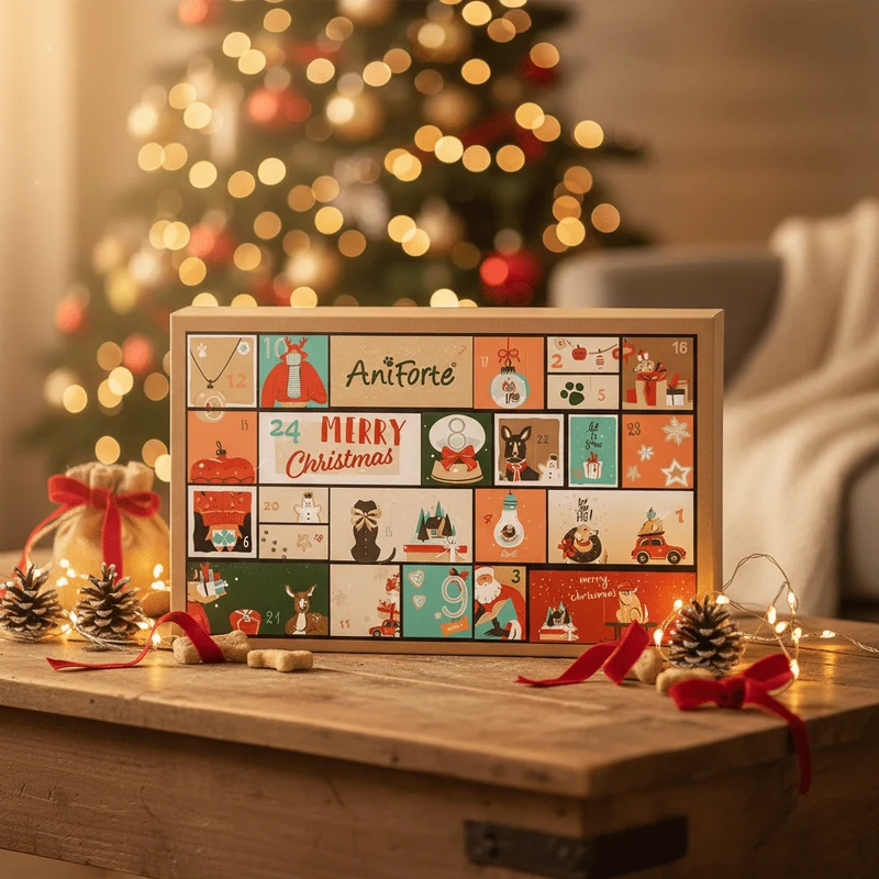 AniForte Premium Adventskalender für Hunde - 24 hochwertige Überraschungen für gesunde Vorfreude