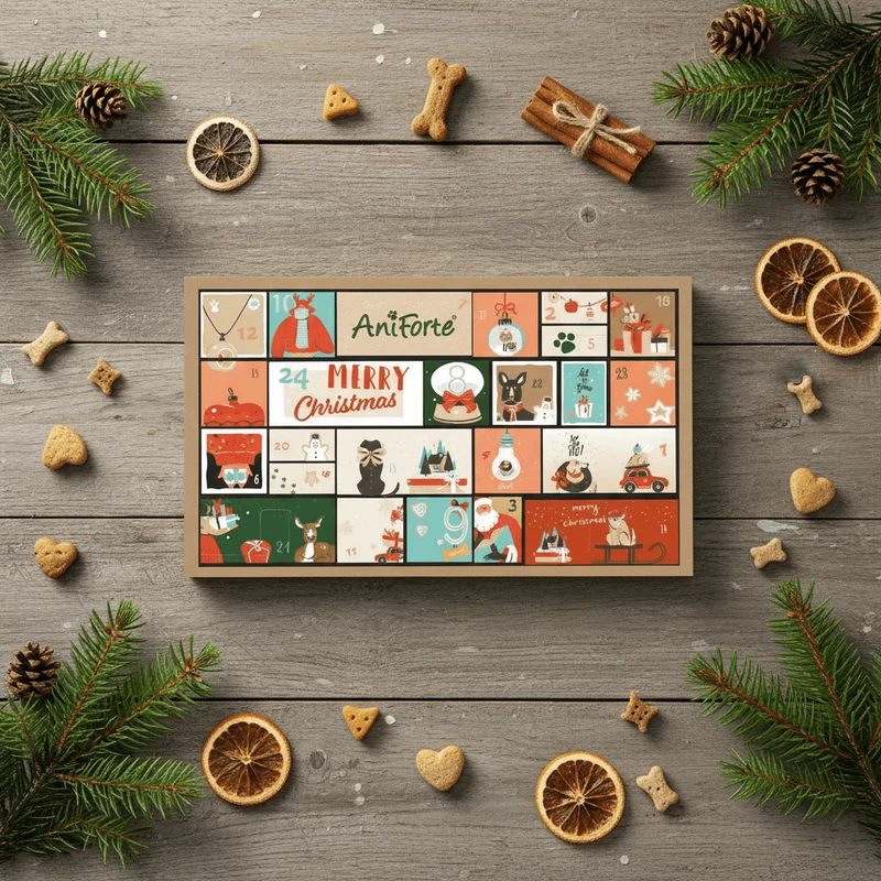 AniForte Premium Adventskalender für Hunde - 24 hochwertige Überraschungen für gesunde Vorfreude