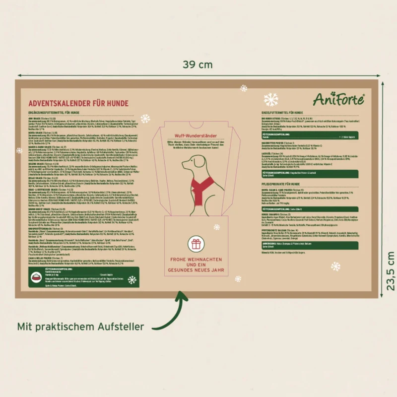 AniForte Premium Adventskalender für Hunde - 24 hochwertige Überraschungen für gesunde Vorfreude