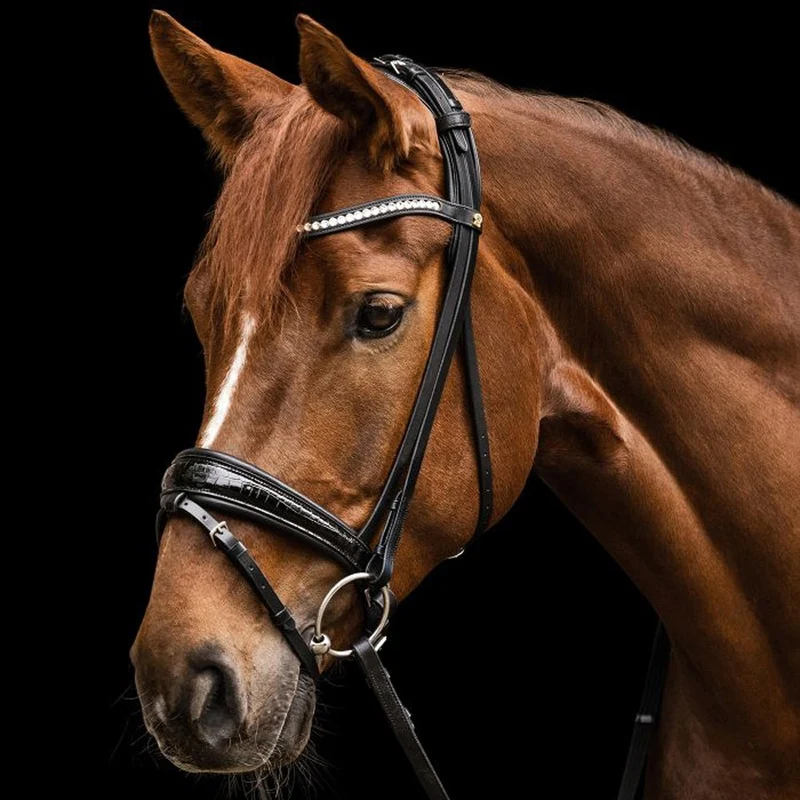 Briglia Waldhausen S-Line Magic con frontalino cristalli - Nero