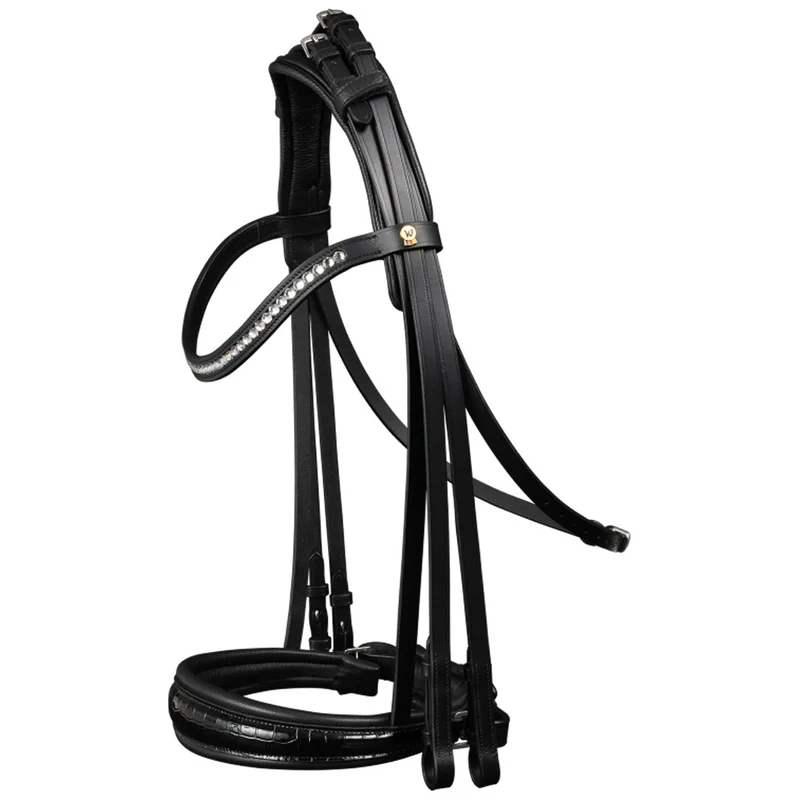 Briglia Waldhausen S-Line Kandare Magic con cristalli - Nero
