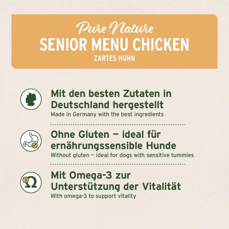 AniForte Pure Nature Senior Menu Chicken – Premium-Nassfutter für ältere Hunde mit zartem Hühnchen und natürlichen Zutaten