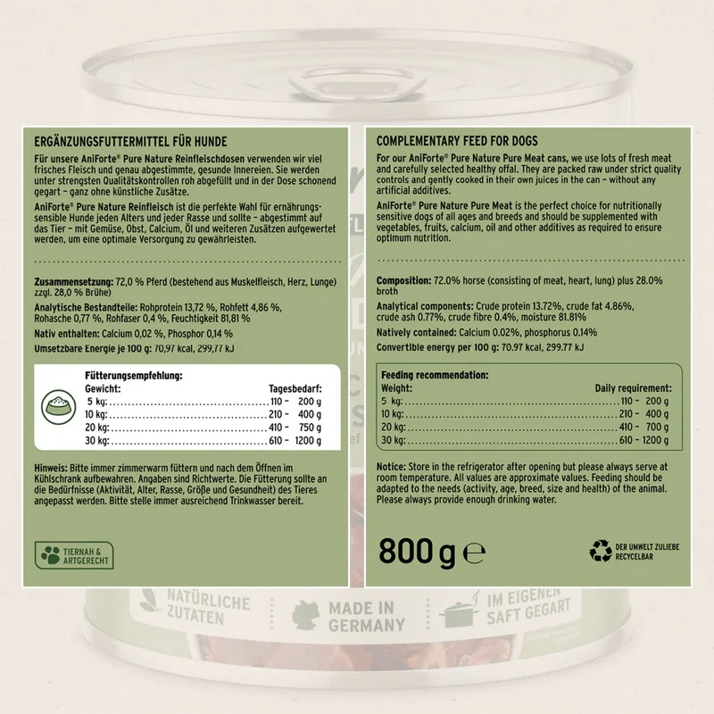 AniForte Pure Nature Pferd Pur – Premium Hunde Nassfutter, getreidefrei & naturbelassen