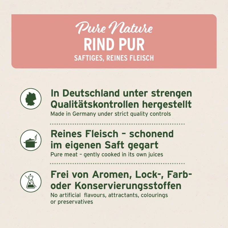 AniForte Pure Nature Rind Pur Nassfutter – Monoprotein für sensible Hunde, 100% Rind ohne Zusätze