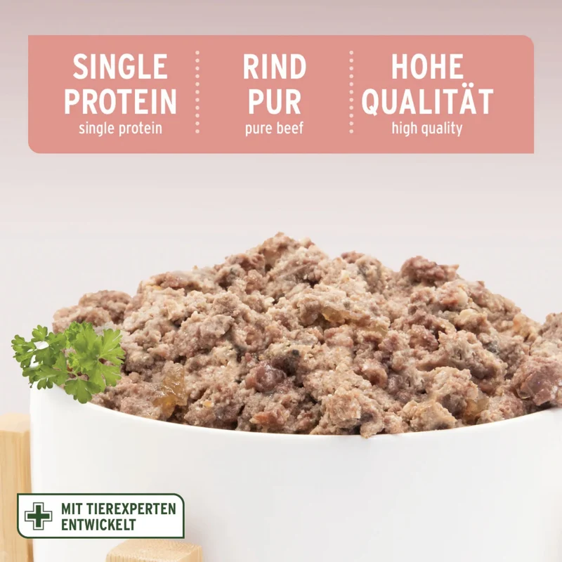 AniForte Pure Nature Rind Pur Nassfutter – Monoprotein für sensible Hunde, 100% Rind ohne Zusätze