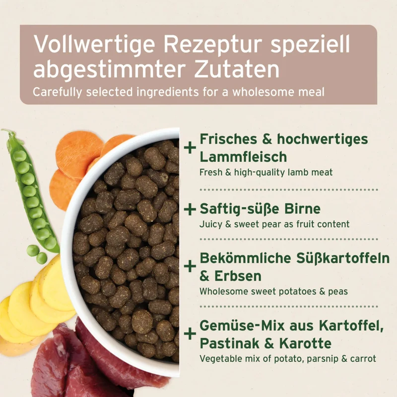 AniForte Farms Lamb – Kaltgepresstes Lamm Trockenfutter getreidefrei für sensible & ältere Hunde mit empfindlicher Verdauung, Magen & Darm – Natürlich, leicht verdaulich & reich an Omega-3