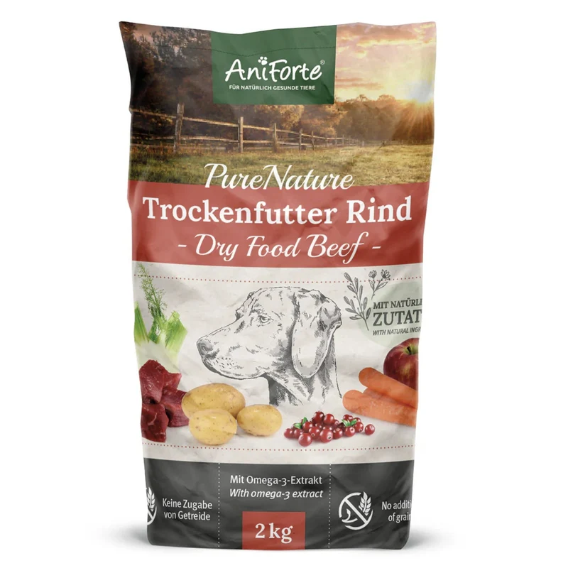 AniForte Pure Nature Country Beef Trockenfutter für Hunde – Getreidefrei, Reich an Omega-3, Ideal für Allergiker