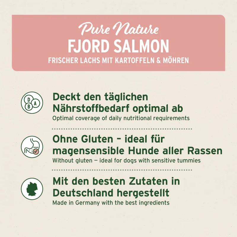 AniForte Pure Nature Fjord Salmon Premium Lachs Trockenfutter – Kaltgepresst & Hochverdaulich für ausgewachsene & ältere Hunde