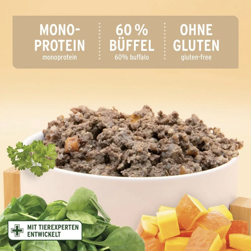 AniForte Pure Nature Wild Buffalo Nassfutter – 100% Büffelfleisch, Natürlich & Glutenfrei für Hunde mit Futtermittelallergien und Sensibilitäten