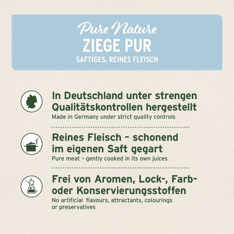 AniForte Pure Nature Ziege Pur – Super-Premium Hunde Nassfutter mit 100% Ziegenfleisch, getreidefrei & glutenfrei für empfindliche Hunde, Single-Protein Monoprotein, Made in Germany