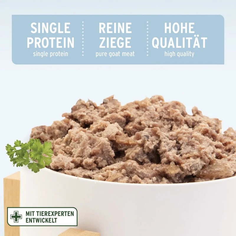 AniForte Pure Nature Ziege Pur – Super-Premium Hunde Nassfutter mit 100% Ziegenfleisch, getreidefrei & glutenfrei für empfindliche Hunde, Single-Protein Monoprotein, Made in Germany