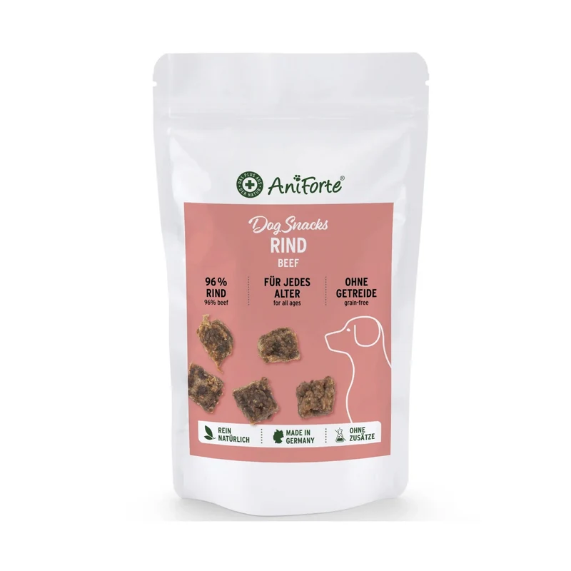 AniForte Rind Hundesnacks – Natürliche Trainingsbelohnung für Hunde, weich & getreidefrei, luftgetrocknet mit 96% Rindfleisch, ideal für Welpen & Senioren