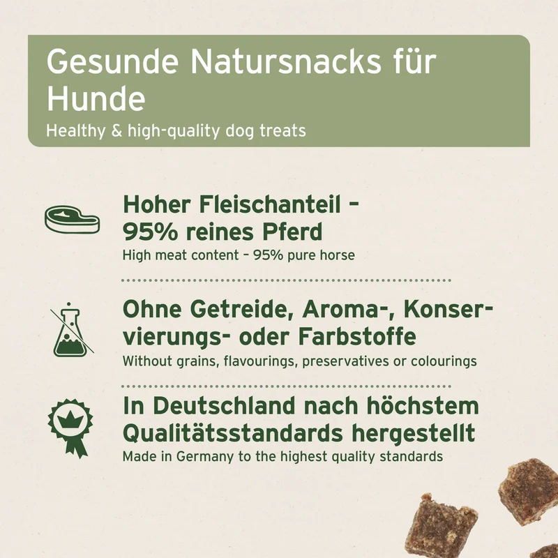 AniForte Pferd Hundesnacks – Natürliche Premium-Belohnung für sensible Hunde, hypoallergen & getreidefrei, Single Protein aus Deutschland