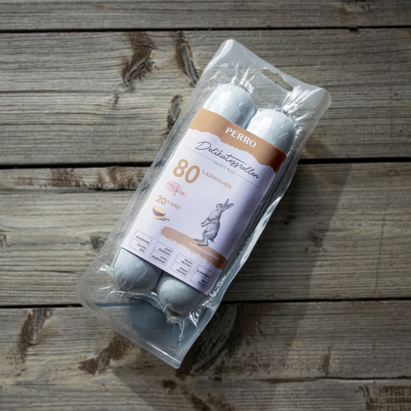 Perro Delikatessrolle No.2 Kaninchen & Hirse – Premium Hundewurst aus 100% Kaninchenfleisch, hypoallergen & getreidefrei, natürliche Monoprotein-Wurst für alle Hunderassen