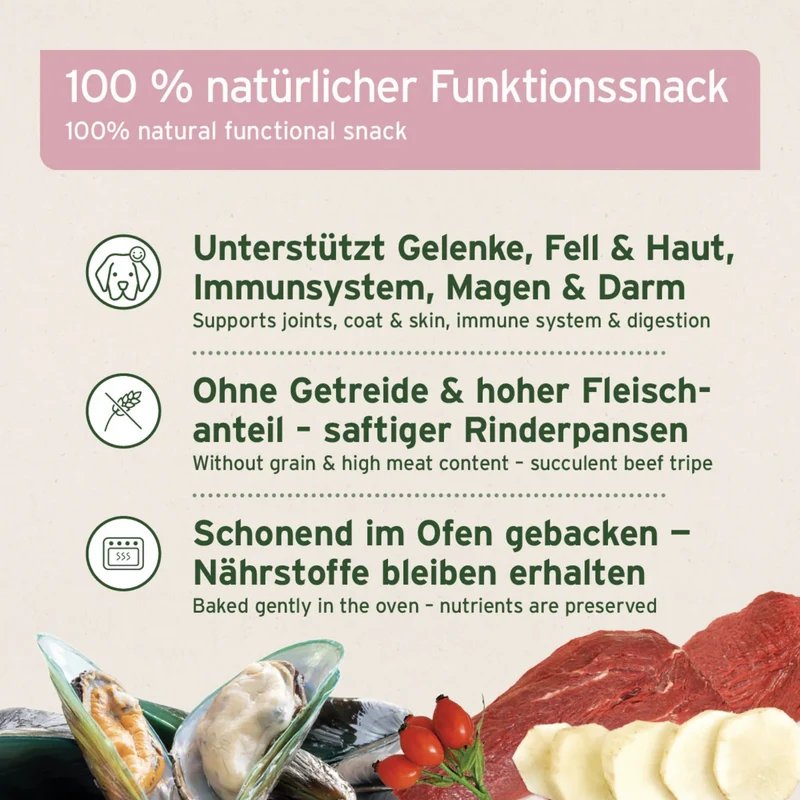 AniForte 4in1-Snack mit Rinderpansen – Natürliche Unterstützung für Haut, Fell, Gelenke & Immunsystem
