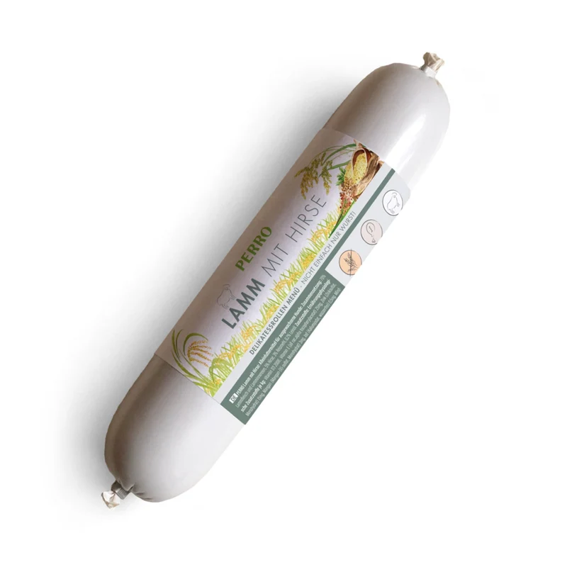 Perro Delikatessrolle Menü Lamm mit Hirse – Premium Hundewurst für empfindliche Hunde, glutenfrei, Single-Protein, schnittfest & praktisch portionierbar