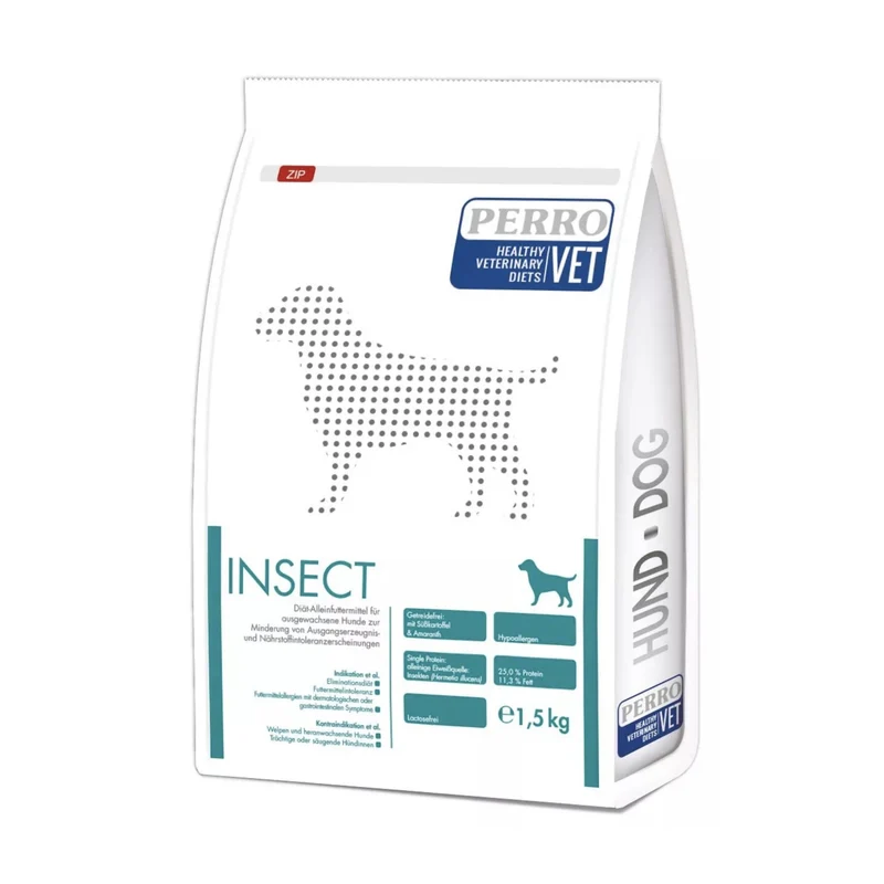PERROVET Insect Trockenfutter für Hunde mit Allergien & Futtermittelunverträglichkeiten – Hypoallergenes Hundefutter mit Insektenprotein für sensible Verdauung