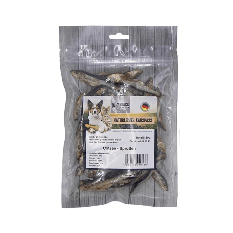 Black Canyon Ostsee Sprotten - Getreidefreier Hunde Kausnack für gesunde Zähne & glänzendes Fell, reich an Omega-3