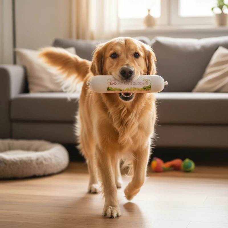 Perro Delikatessrolle Menü Rind mit Reis & Zucchini – Premium Hundewurst für sensible & wählerische Hunde | Monoprotein, Glutenfrei & Hochverdaulich